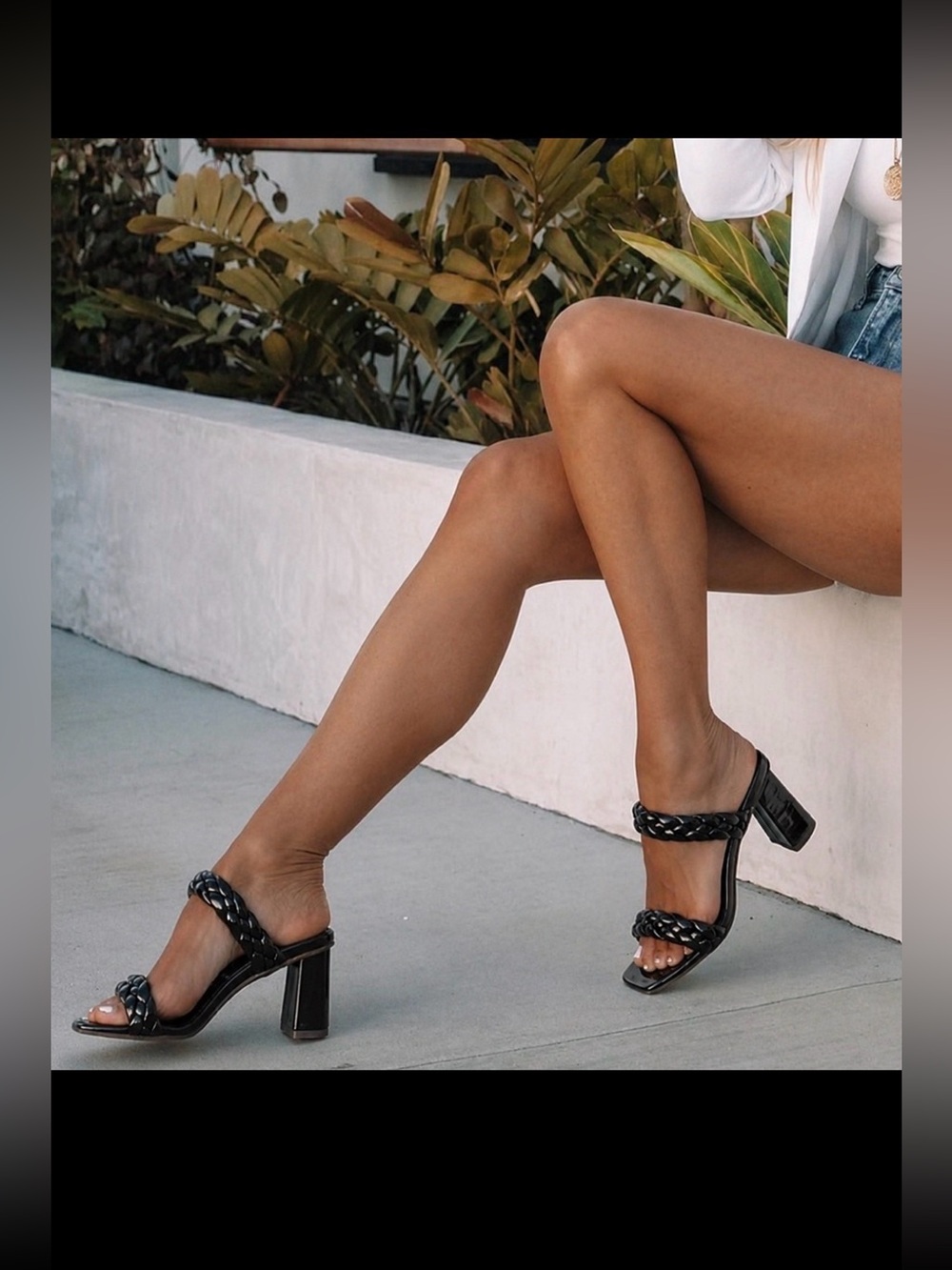 Women’s Black Braided Strap Heels Size 8.5 | 3.5” Block Heel |Square Toe Sandals